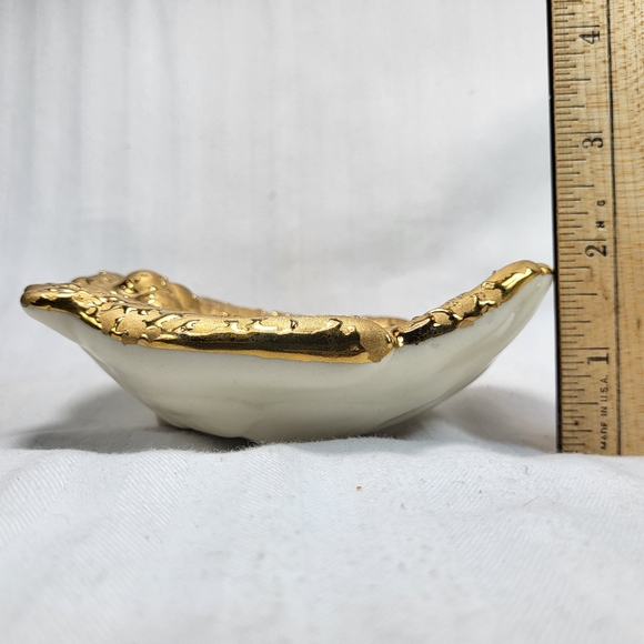 Holley Ross Weeping Bright Gold Trinket DISH 22K Open Hands Ceramic Vintage - Picture 6 of 12